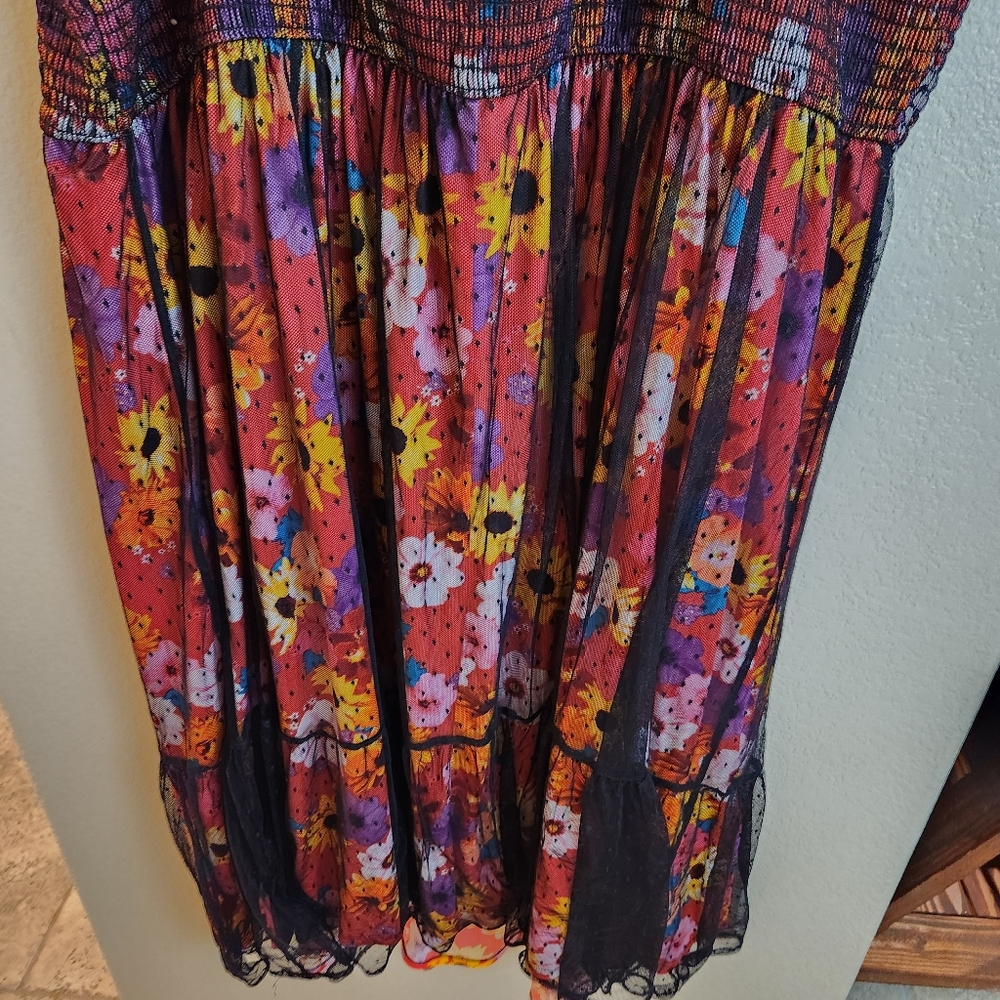 Torrid 4X Sleeveless Tiered Floral Smocked Dress Boho Tropical Dress - Picture 9 of 14